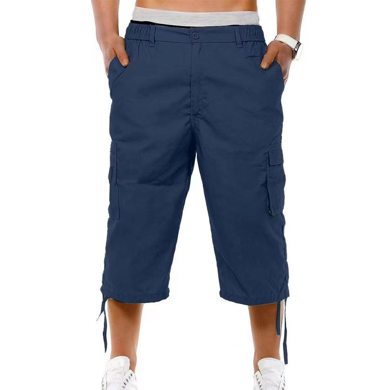 

Чоловічий спортивний кишеньковий робочий одяг Повсякденні вільні шорти Повсякденні бігові шорти на шнурках M Темно-синій