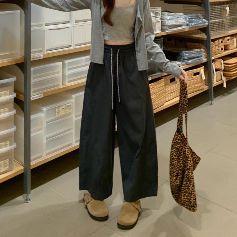 

Women s Slimming Wide-Leg White Nine-Point Pants - Quick-Dry, Versatile, Casual L темно-сірий