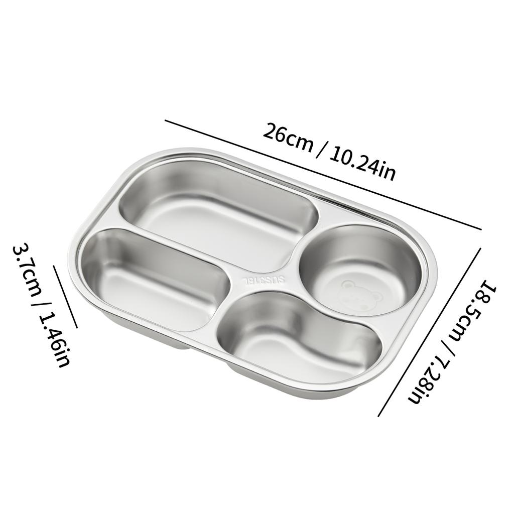 WORTHBUY 4/5 Grids 316 Stainless Steel Dinner Plate Portable Divided Lunch Box For Students Kids Large Capacity Food Contianer