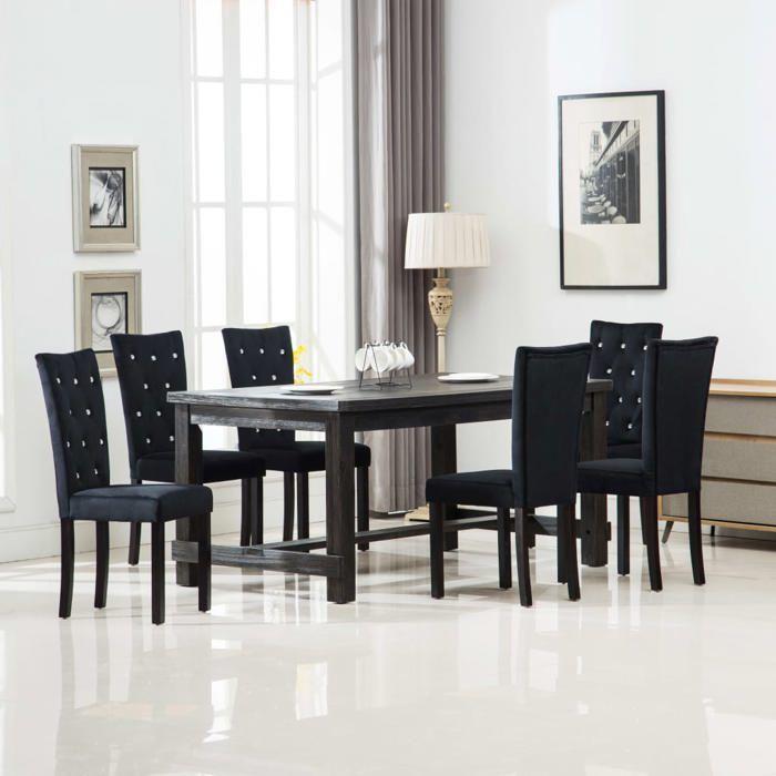 VidaXL 6x Chaise de Salle à Manger Velours Noir Chaise de Cuisine Siège 275220