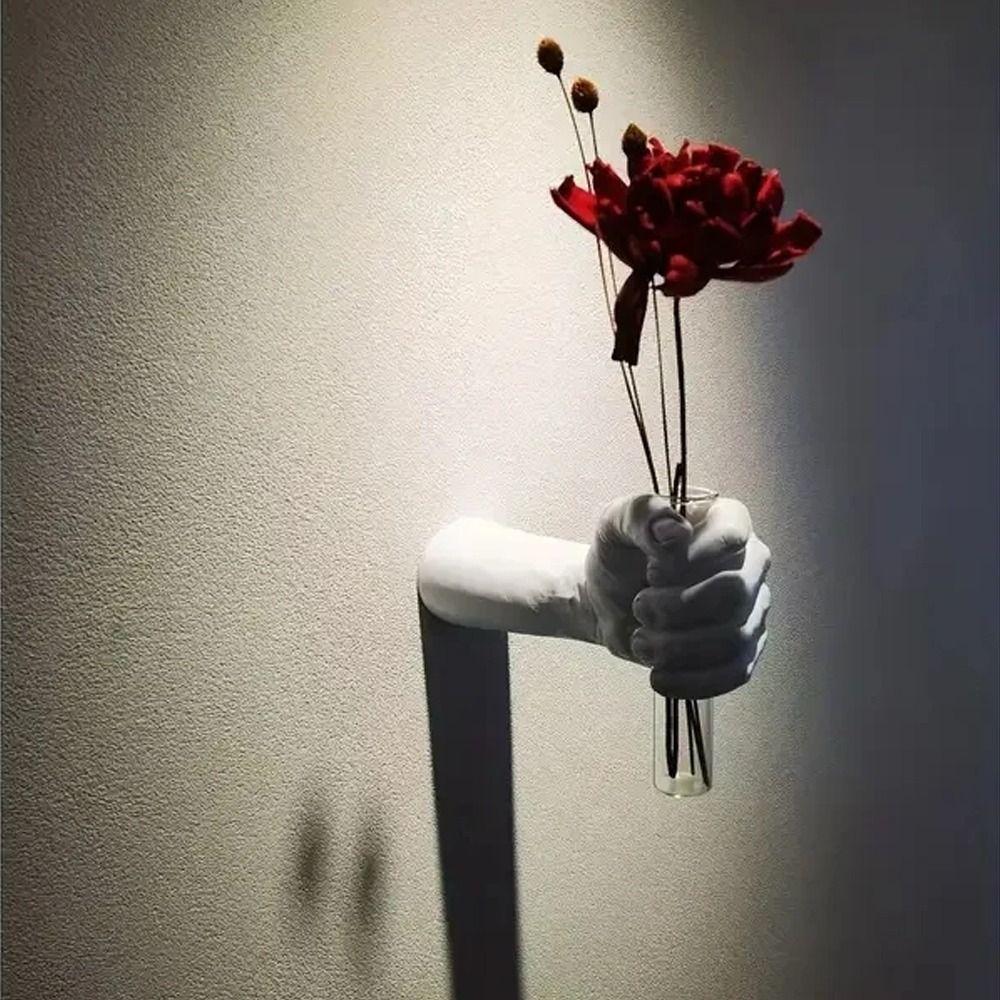 Wall Mounted Simulations Hand Flower Vase Art Wall Sculpture Hand Vase  Home