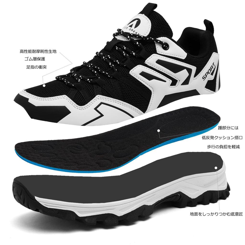 WikPoo Trekking Outdoor Walking Large Sizes Wide Suitable for Black and Size Men's Low-Cut Shoes, Sneakers, Shoes, Non-Slip, Low-Cut Shoes, Available,