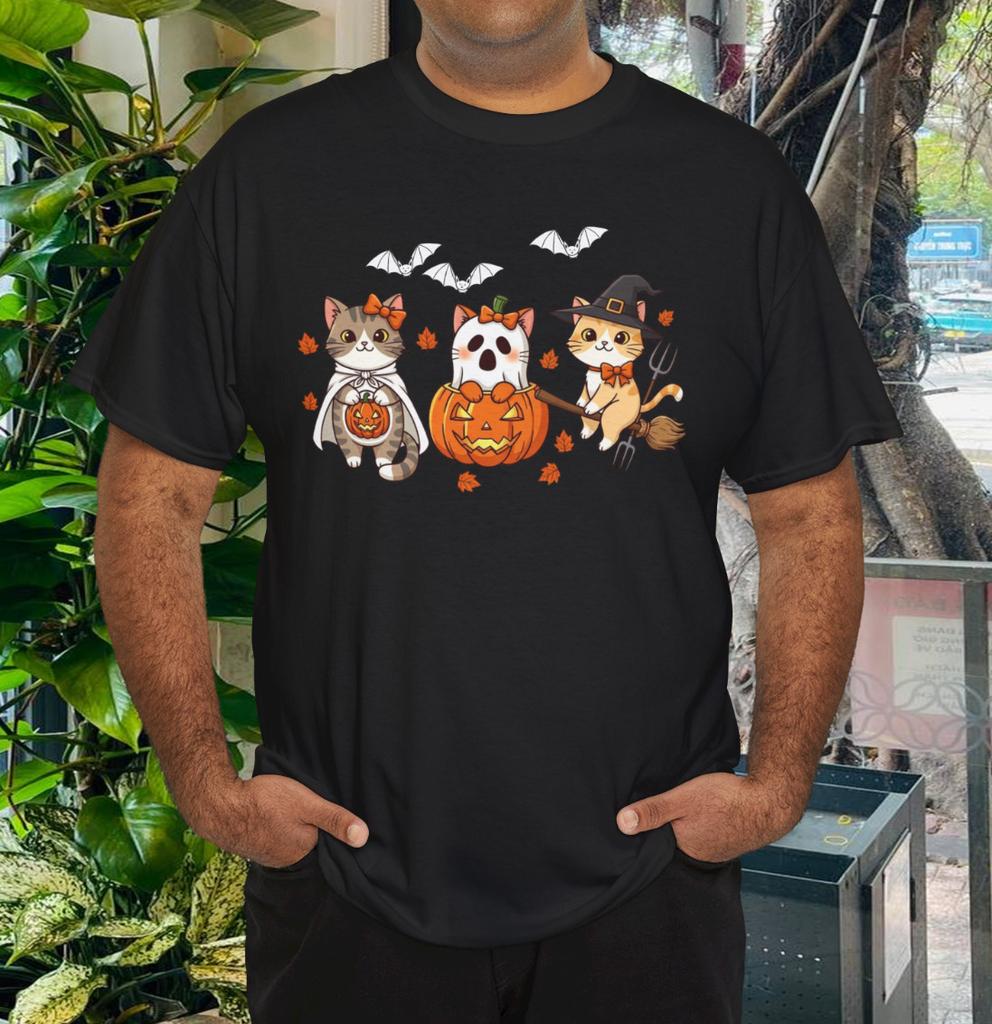 Halloween Cute Cats, Spooky Season Gifts, Halloween T-Shirt Mens Womens Tees Top