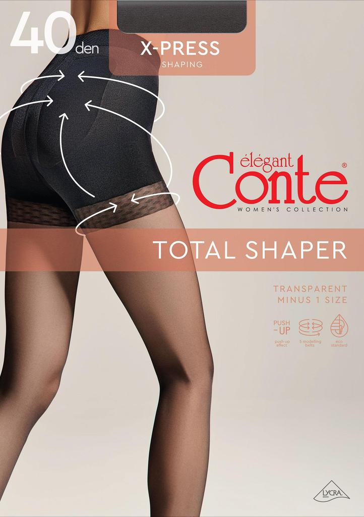 Women's Shaping Pantyhose with Push-up Effect Black X-Press 40 Conte