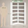 7 Tiers Bookshelf, L-Shaped Corner Bookcase with Anti-Slip Rear Guard, White Wood Effect