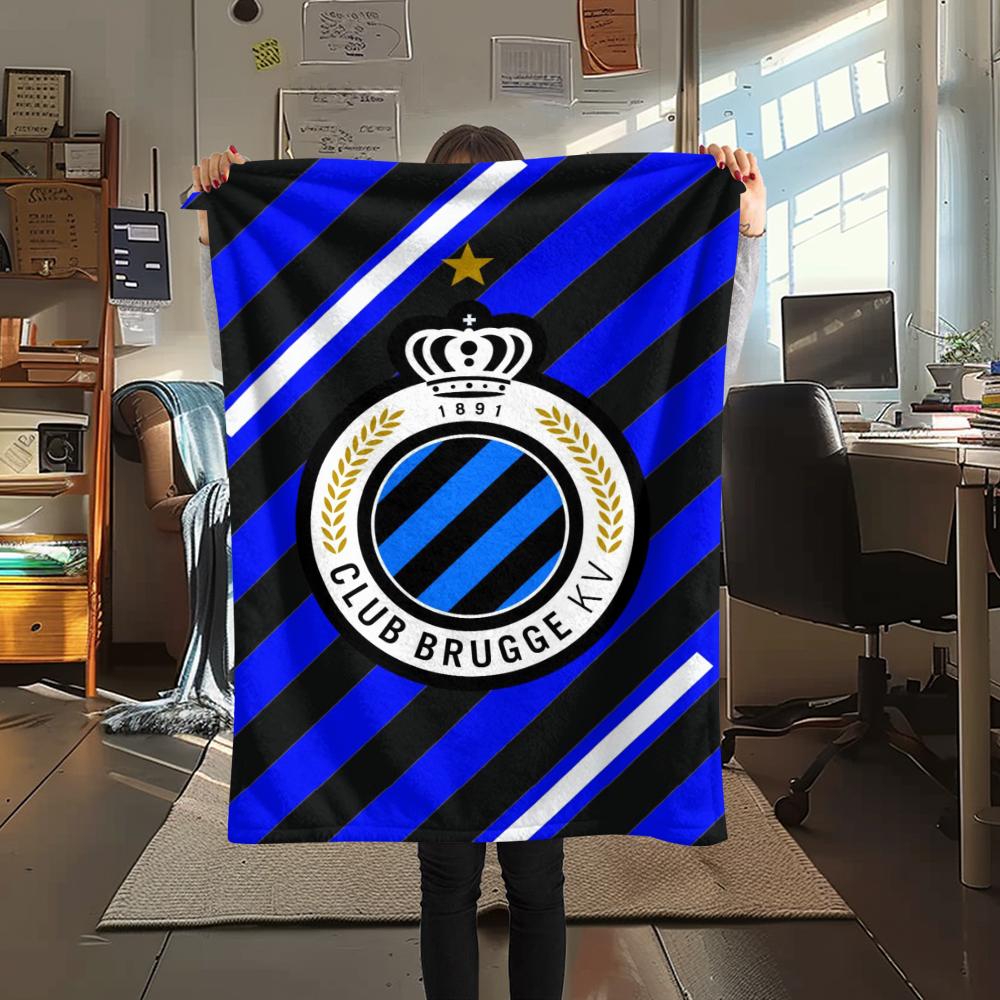 1Pc Club Brugge K V Print Flannel Blanket, High quality Comfortable for All Seasons, Home Decor, Warmth and Comfort, Perfect for Christmas Gifts