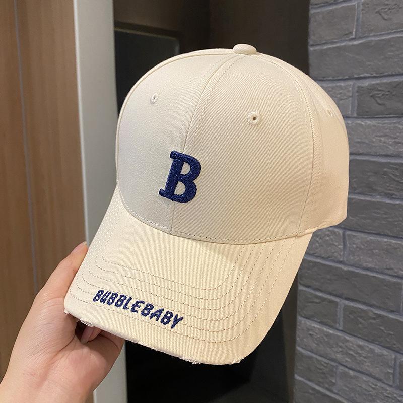 Alphabet Baseball Cap Women'S Hat Hard Top Wide Brim Big Head Circumference Cap Men'S Sun Protection Visor Thin