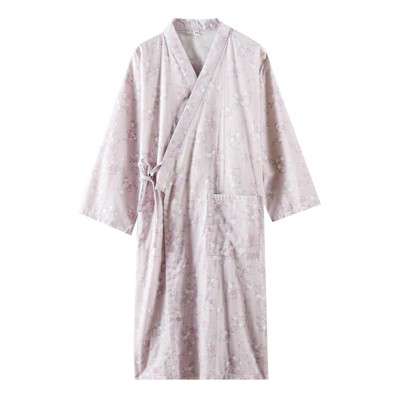 Robe de nuit en gaze florale 100% coton pour femme - Douce pour la peau & Absorbante Robe d'intérieur de loisirs