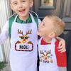 Personalised Christmas Deer Apron Holiday Baking Apron for Children Personalized Gift for Kids Childrens Custom Xmas Apron