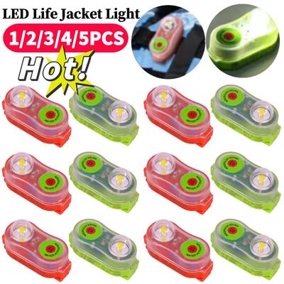1-5Pcs LED Lithium Seawater Self-Lighting Light Life Jacket Light Waterproof Plastic Life-saving  Vest Lamp For Adults Children