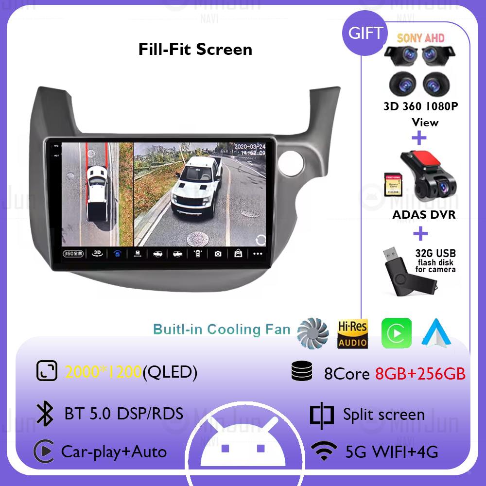 Android 14 Car Radio For HONDA FIT JAZZ 2007-2014 Right Hand Drive Carplay Auto Multimedia Video Player Split Screen Head Unit