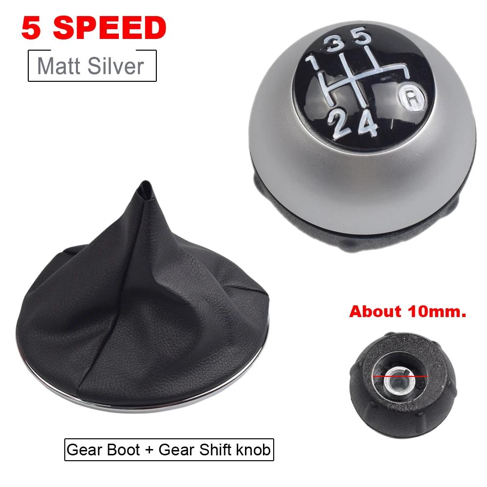 6 Speed Gear Shift Knob Shift Transmission Lever Knob Manual For Fiat 500 2012-2018 Chrome+Red 55344048