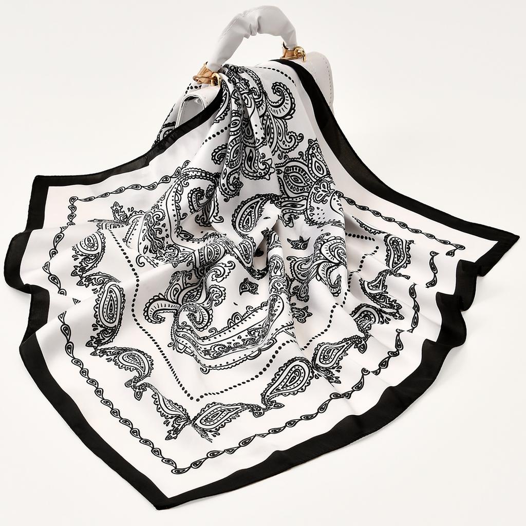 Fashion Paisley Printed Silk Feeling Scarf Women Neckerchief Bandana Square Scarves Lady Foulard Shawls Wraps Kerchief