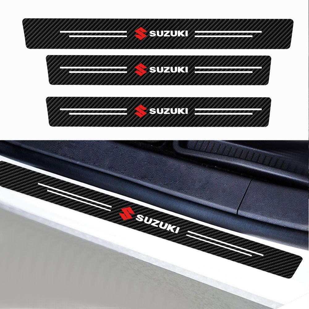 Car Styling Carbon Fiber Door Sill Bumper Stickers Decorative Accessories For Suzuki Swift Jimny Vitara Samurai Baleno Alto SX4