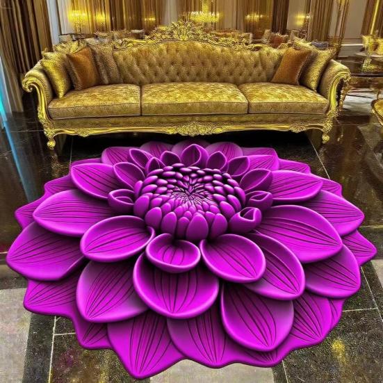 3D Realistic Flower Pattern Absorbent Mat Non-Slip Floral Rug Plush Velvet Floor Mat for Bedroom Kitchen Bathroom Sofa Coffee Table