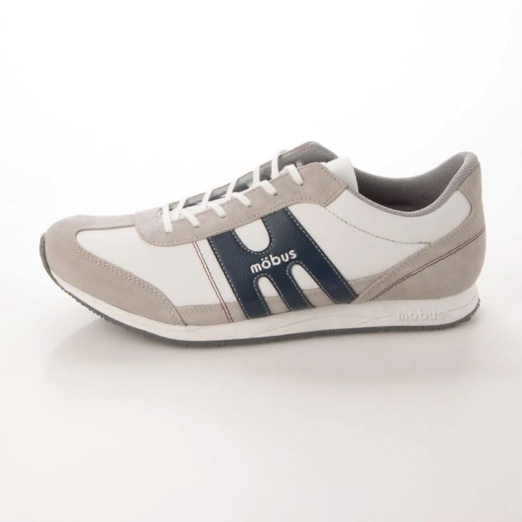 Mobus Leather Genuine Walking Current Model STRAS Measurement 26 5 Men's Sneakers, Leather, Sports, Casual, Shoes, (White/Navy, Points, Centimeters)