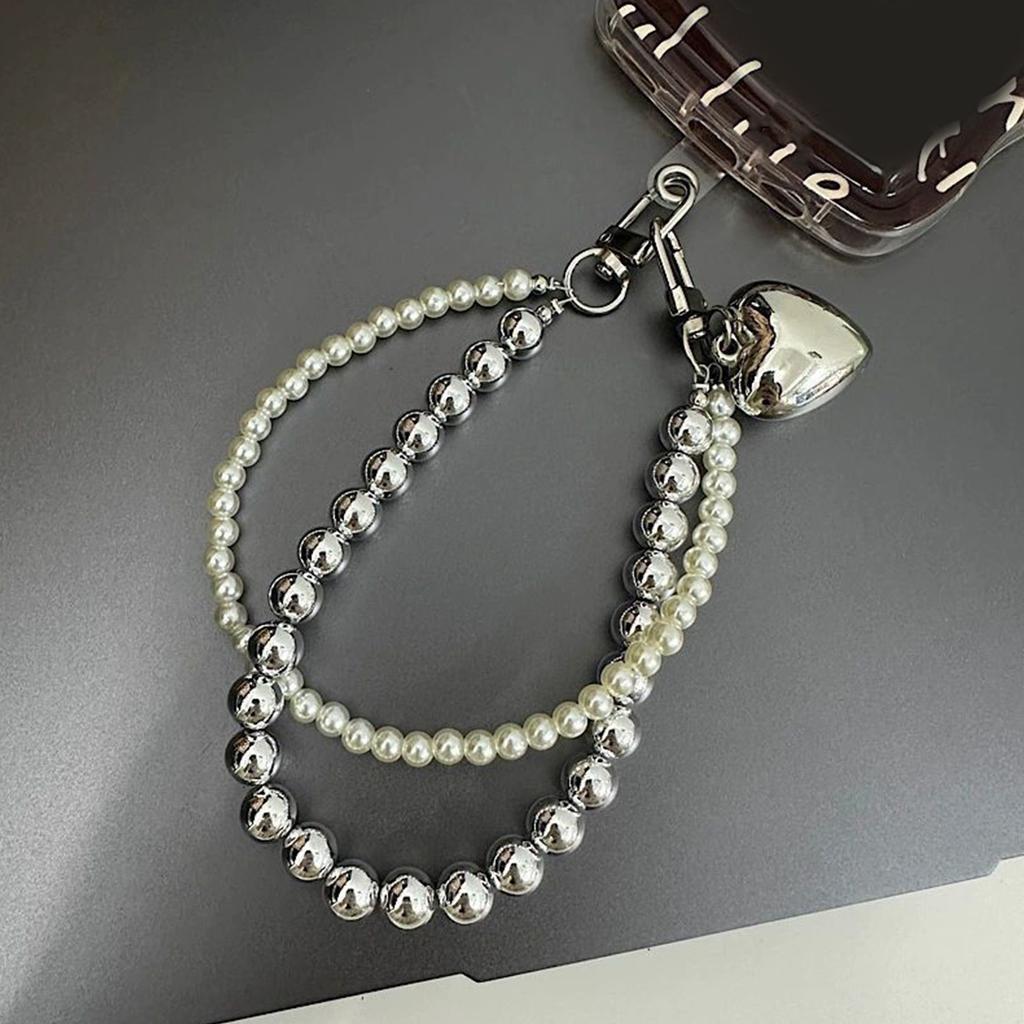 Practical Handmade Beadwork Heart Hanging Ornament Versatile Phone Charm Portable for Styles Upgrades Daily Use