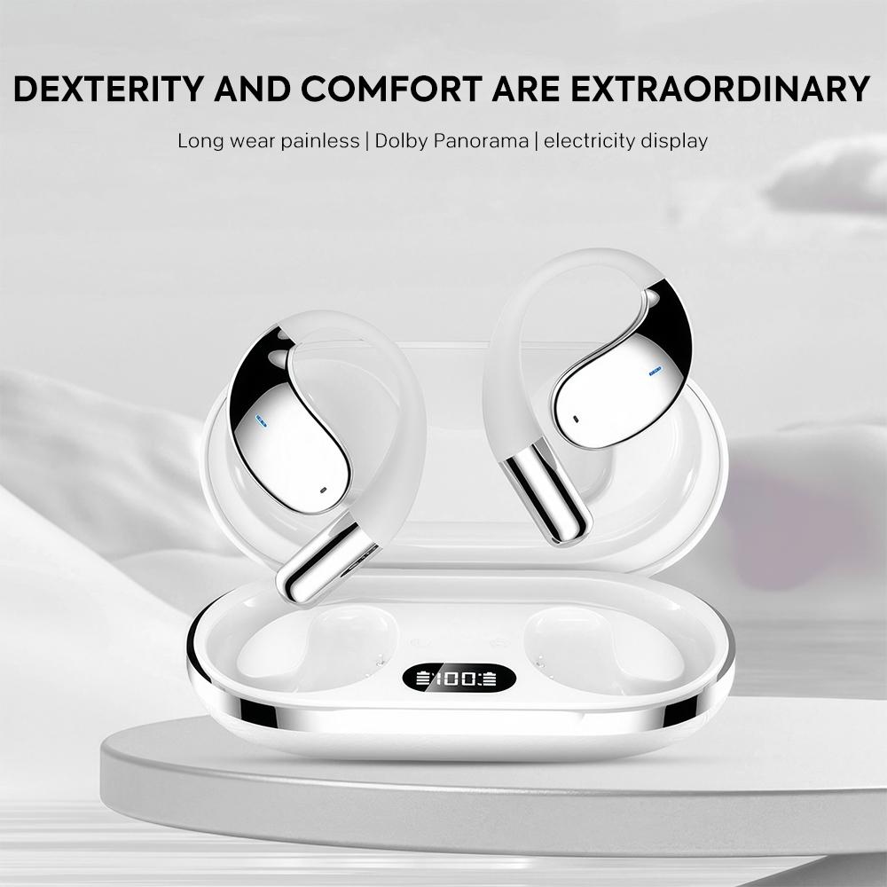 

Беспроводные наушники Bluetooth 5.4 Наушники OWS Open Ear Earbuds HIFI Heavy Bass Сверхдолгоиграющие спортивные гарнитуры для Android iOS Тренировка в спортзале белый