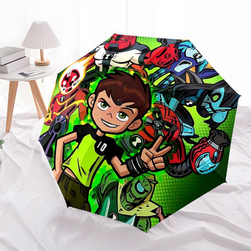 1pc Ben 10 Alien Force Umbrella - Automatic Opening & Closing, Portable 3-Fold Design, 8-Rib Iron Frame Outdoor Umbrella, Ideal Gift for Fans, Travele