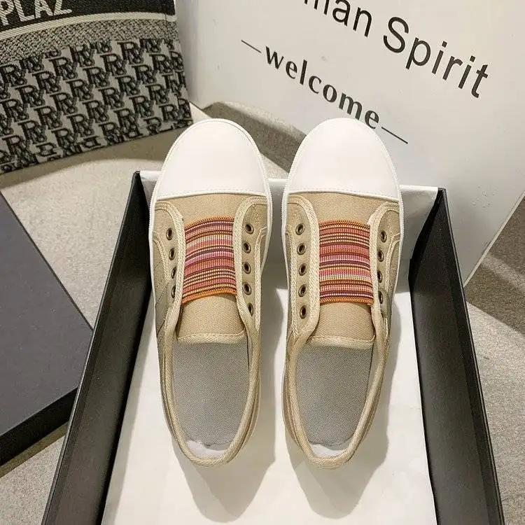 Fashion Slip On Women's Sneakers Shoes High Quality Aesthetic Korean 39 Comfortable and Elegant Casual Daily Routine Ladies Footwear