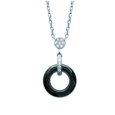[L3902] - Silver Necklace 'Sissi' Black Silver (rhodium Plated) - 12 Mm