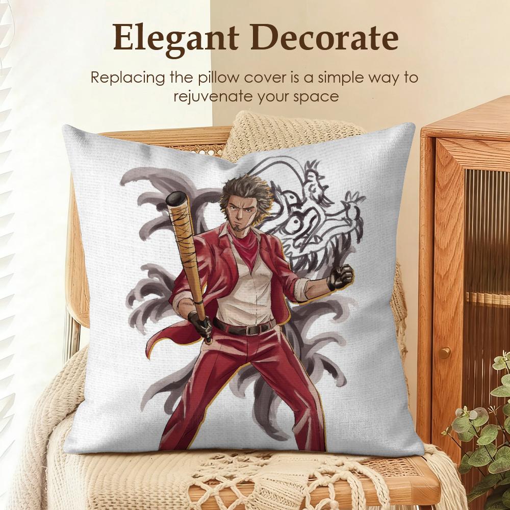 Yakuza LLike a Dragon Cushion Cover Natural Linen Organic Fabric DoubleSided Printing Sofa Home Decor Gift Pillow Case
