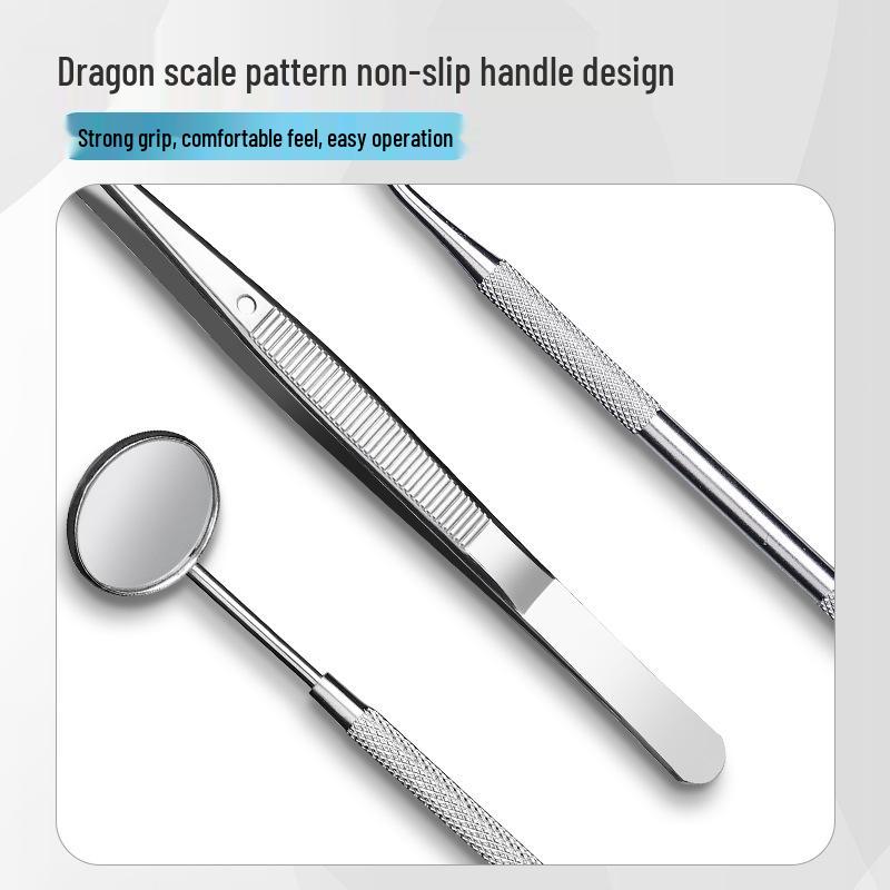 Dentist Tools Set: Stainless Steel Double-Ended Probe, Mouth Mirror, and Teeth Cleaning Kit
