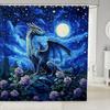 Elegant Oriental Dragon & Floral Bath Curtain - High-Quality Waterproof, Mildew-Proof Bathroom Decor, Traditional Artistry Touch