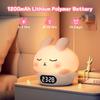 Rabbit Night Light with Clock Display - Children's Night Light and Bedside Lamp Kids Night Light Rechargeable LED Night Light Fo