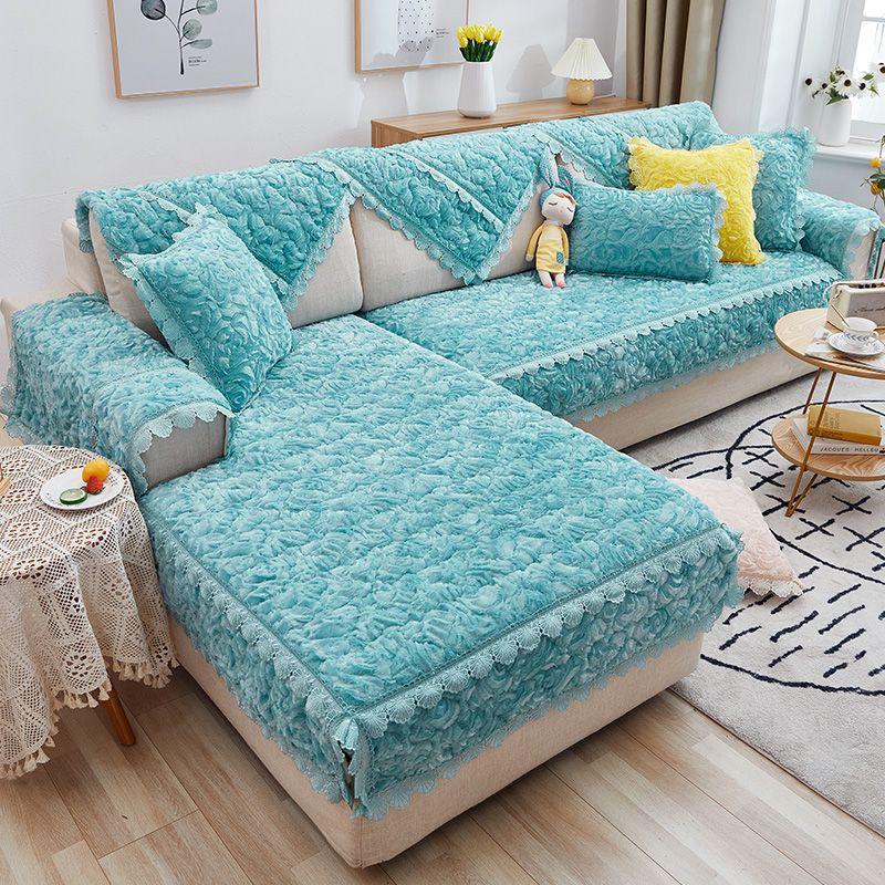 Plush Sofa Cushion Winter Antislip Cushion High-End Simple Plush Thickened Sofa Cover Four Seasons Universal Cover Cloth