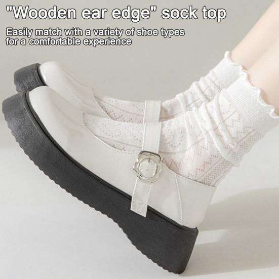 1 Pair Women Summer Socks Mid-tube Thin Shirring Lace Anti-slip Cooling Solid Color High Elasticity Sweat Absorption Adult Home Yoga Socks Piled Socks