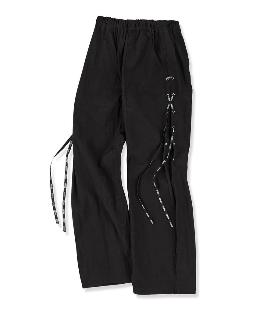 Keuleogsi Side Lace-Up Wide Pants Black