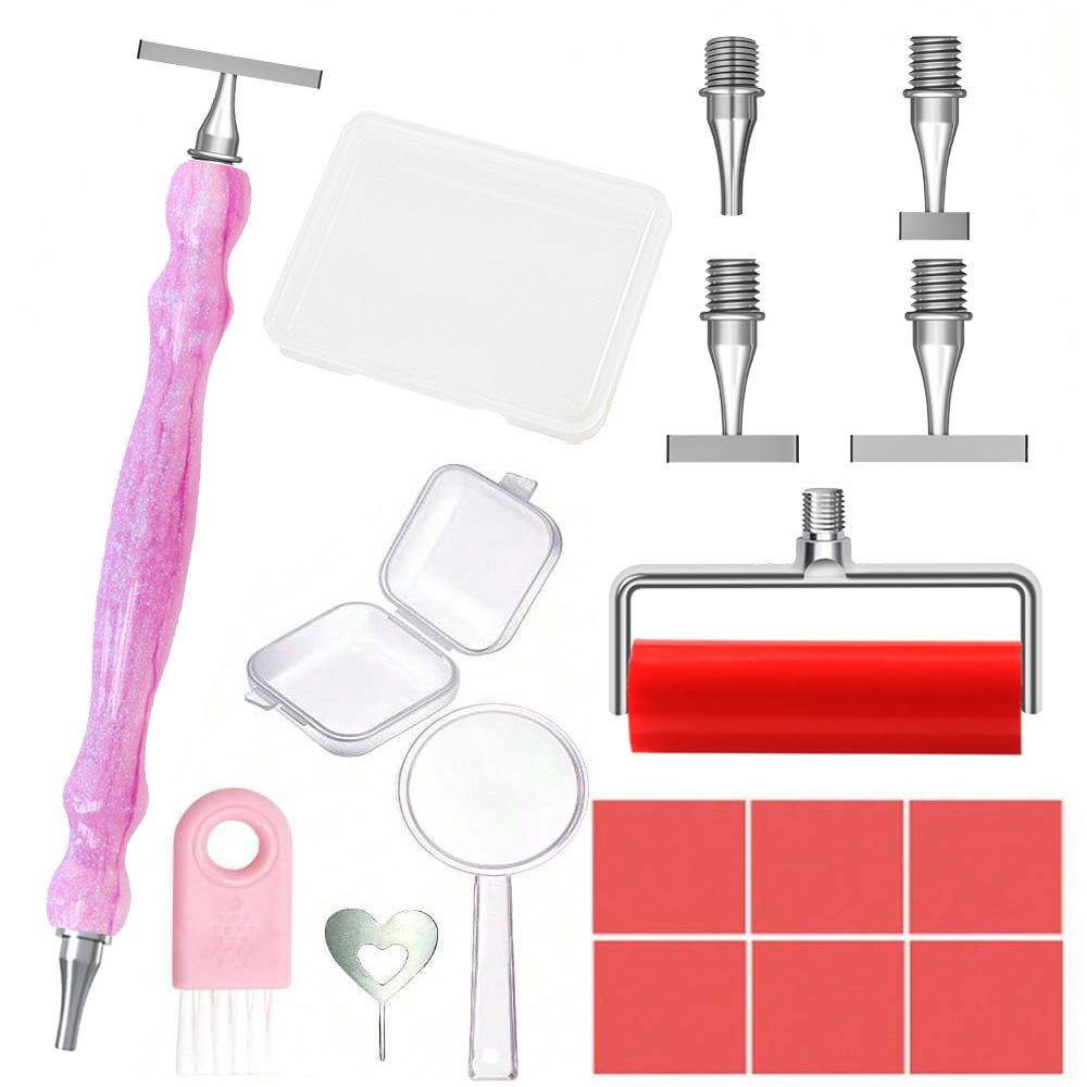 Ergonomic Diamond Painting Art Drill Bead Dot Pen Kit With Thin Thread Stainless Steels Metal Pen Heads Roller Tool Accessories