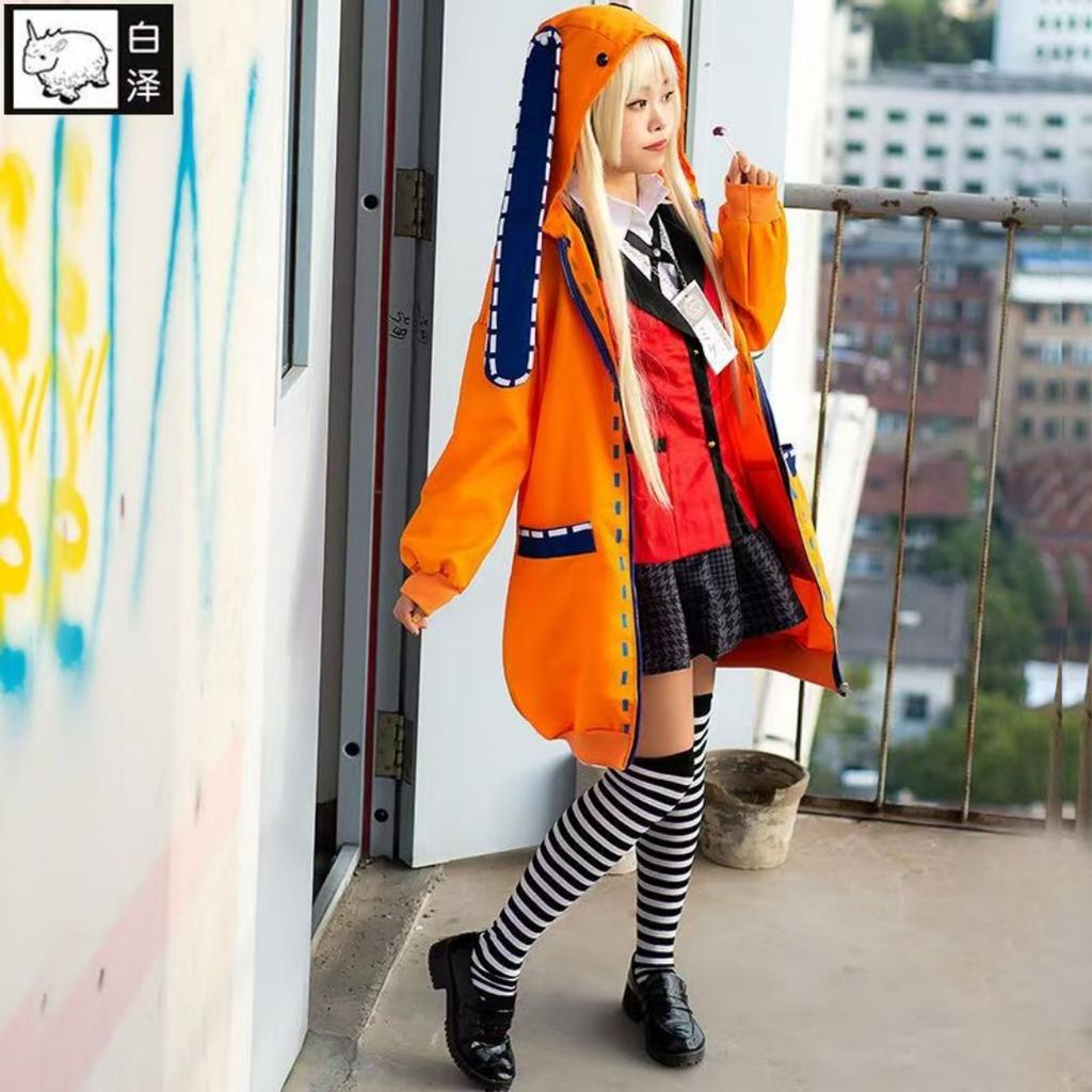 Anime Kakegurui Yomotsuki Runa Cosplay Kostüm Jas JK Schule Uniformen Jas Hoodie Halloween Karneval Kleidung