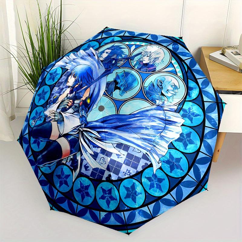 Blue Fantasy: Stained -Inspired ArtworkUmbrella, Portable 3-Fold Compact Umbrella for Men & Women Gift