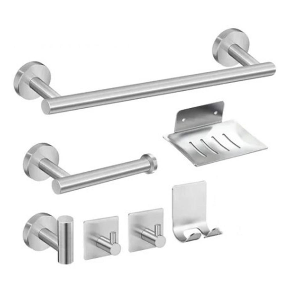 7 Piece SUS304 Stainless Steel Bathroom Hardware Kit Wall Mounted Towel Rack Bathroom