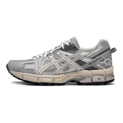 Gel-Kahana 8 Srebrny Ciemnoszary Antypoślizgowe Oddychające Amortyzujące Niskie Codzienne Buty do Biegania w Terenie Damskie Sneakersy Szaro-Brązowe 1012A978-028