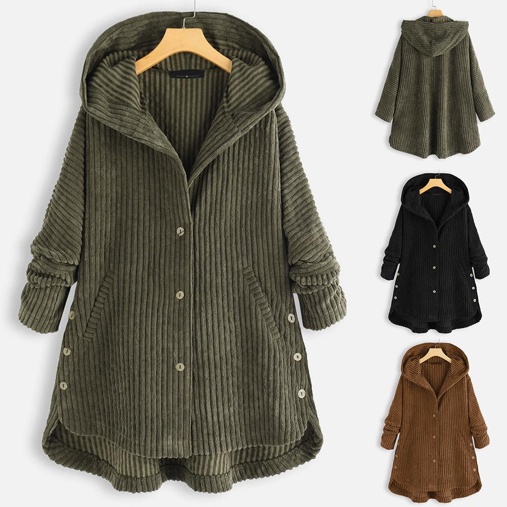 Fashion Corduroy Jacket Women's Spring and Autumn Korean Simple Single Breasted Long Sleeve Lapel Solid Jacket