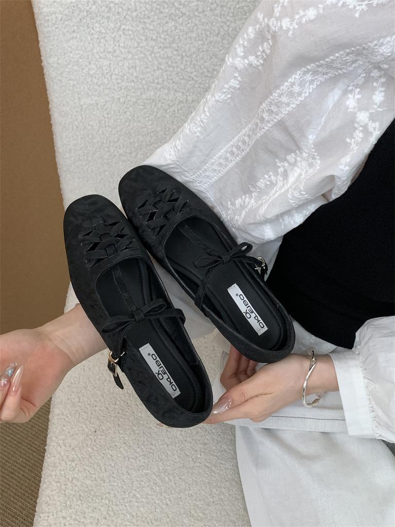 Fashion IPPEUM Ballet Flats For Women Square Toe 2025 New Fashion PU Leather Mary Janes Ballerina Flat Shoes