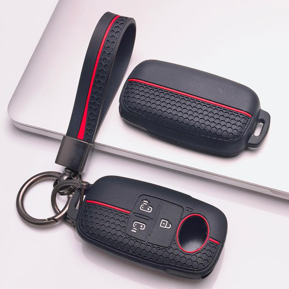 Key Cover for Toyota Raize Tanto Rex Ativa Daihatsu Rocky Tanto Subaru Rex with Keychain Honeycomb Texture Racing Stripe Remote Key Case Protector