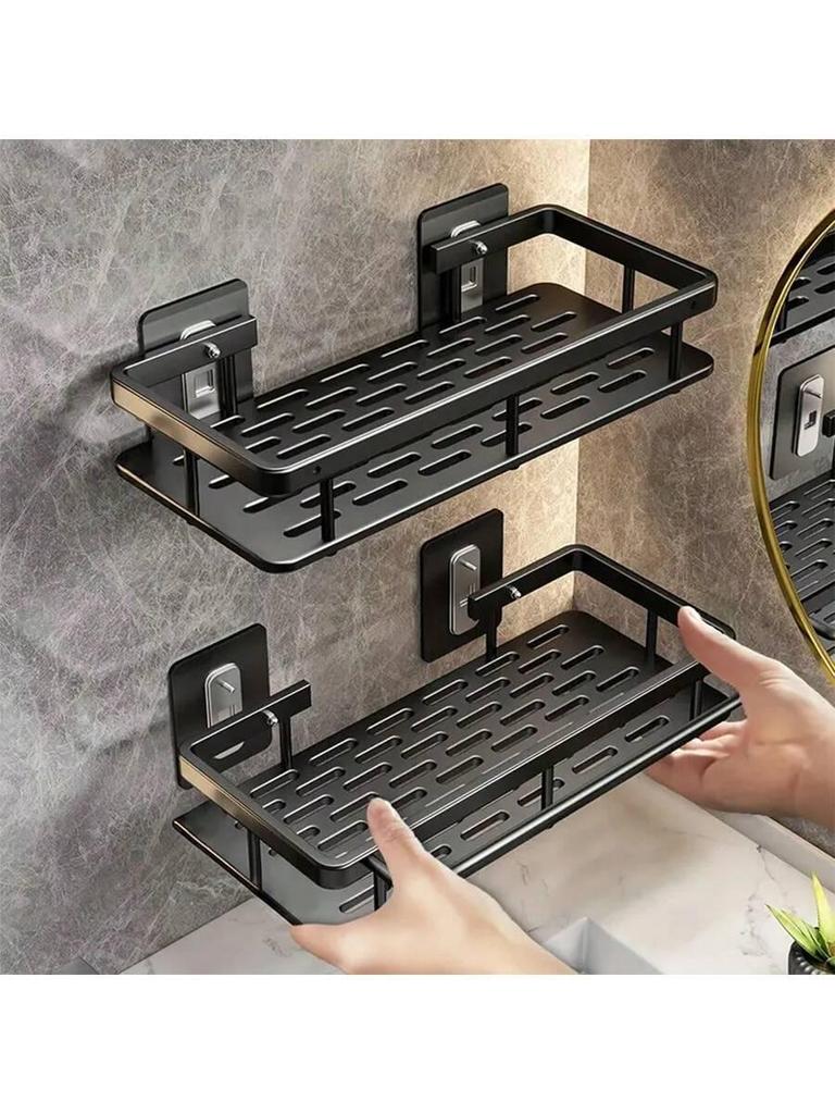 Large-Capacity No-Drill Wall-Mounted Organizer Rack for Bathroom or Kitchen, Space-Saving and Easy-to-Install Durable Storage Solution.