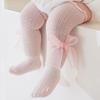 Kids Lace Pattern Over Knee Stockings Soft Combed Cotton Summer Thin Style Beige Color For Daily Wear