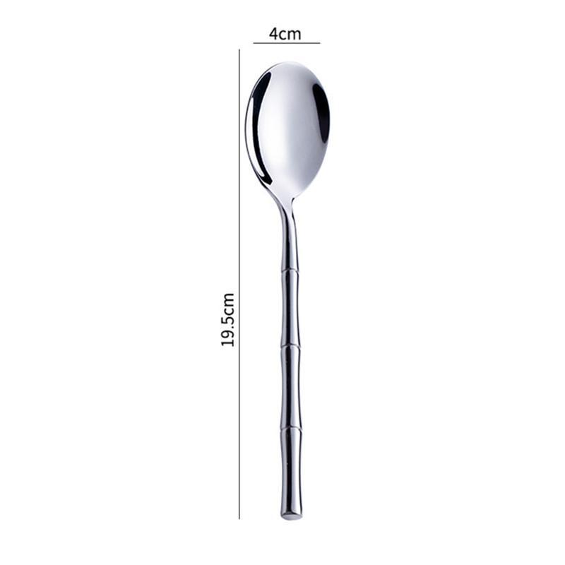 304 Stainless Steel Cutlery Thickened Table Fork Knife Spoon Bamboo Handle Dinnerware Western Tableware