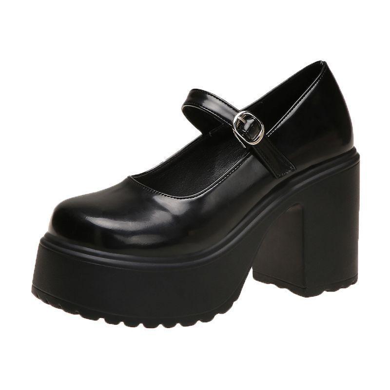 Mary Jane Shoes For Women Retro Pu Thick Heel Platform Casual Spring
