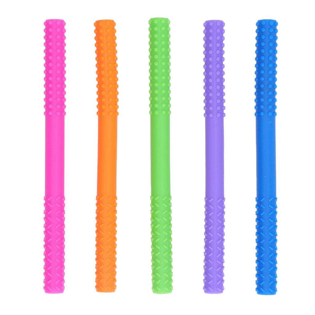 5 PEZZI Bastoncini da Dentizione per Bambini Tubi Morbidi in Silicone Huechi per la Masticazione Giocattoli da Dentizione per Neonati e Bambini Piccoli