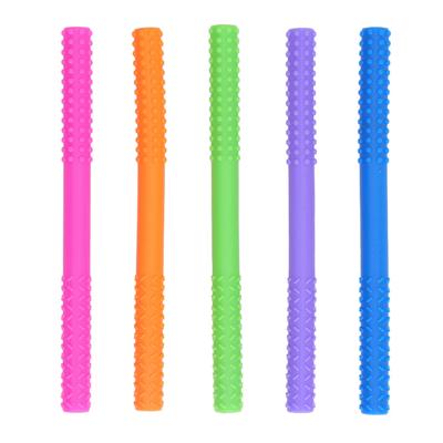 5PCS Baby Teething Sticks Hollow Teeth Grinding Soft Silicone Tubes Teething Toys for Infant Toddlers