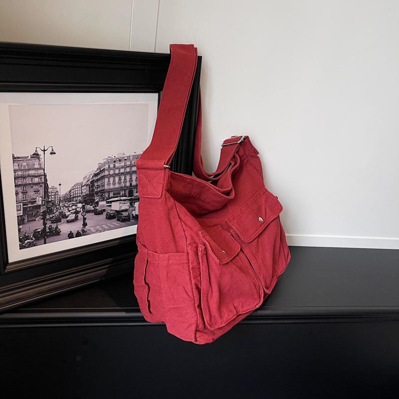 Tragetasche Werkzeugstil Schulter-Umhängetasche Große Kapazität Leinwandtasche Für Studenten