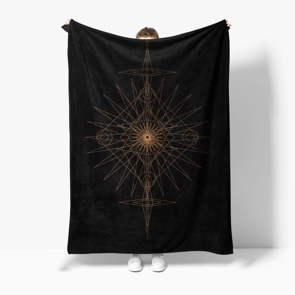

Black Geometric Star Night Sky Galaxy Print Fleece Blanket Throw Soft Warm Decorative Bed Cover Cushion Cover 75x100cm (30x40inch)