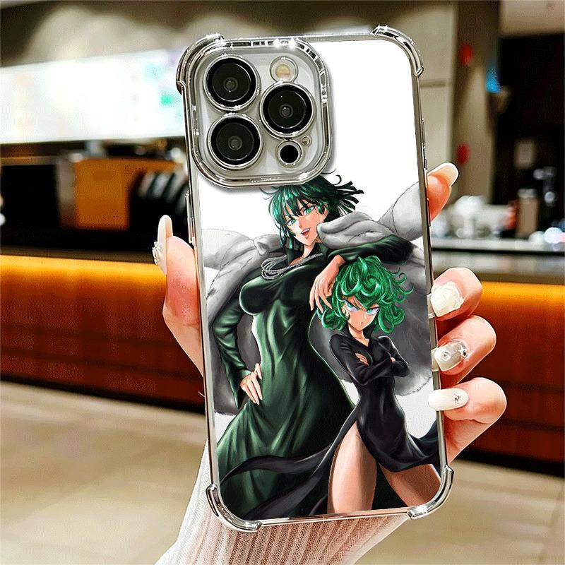 One P-Punch-Mans Tatsumaki Soft Phone Case For iPhone 15 16 17 Air 14 Pro Max 16E Plus 13 12 Mini Plating Anti-Fall Fundas