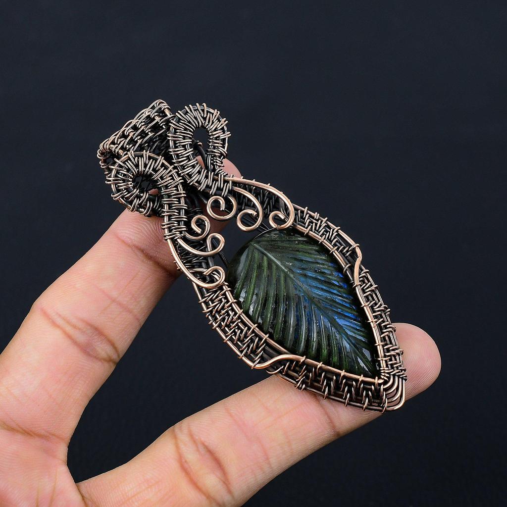 Lavish Labradorite Gemstone Pure Copper Wire Wrapped Handmade